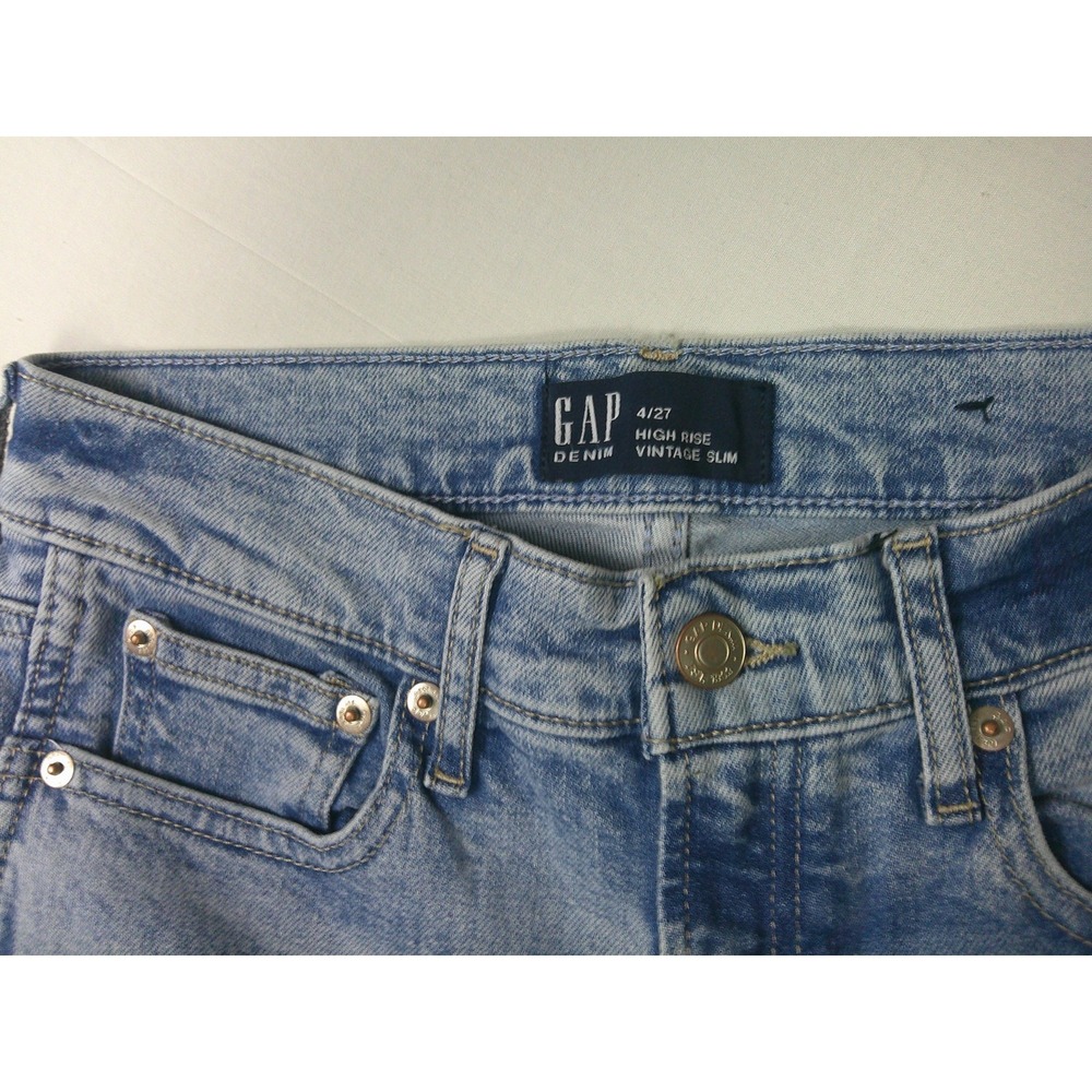 GAP High Rise Vintage Slim Light Wash Blue Denim Jeans Womens Size 4/27 - Picture 2 of 6